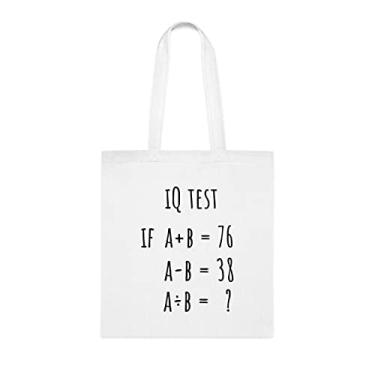 Imagem de Iq Test If A + B = 76 sacola, presente divertido, bolsa de ombro, bolsas reutilizáveis, cesta de Natal de aniversário, ideia de presente, Branco