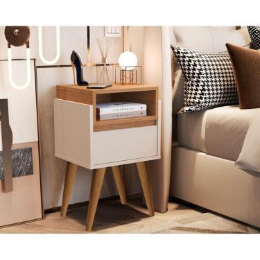 Imagem de Mesa de Cabeceira Pés Palito Evora Off / Nature - Comprar Moveis em Casa