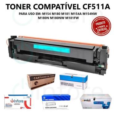 Imagem de Toner Compatível Para Cf511a Ciano 204A Cyan P/ Impressora M180 M180nw