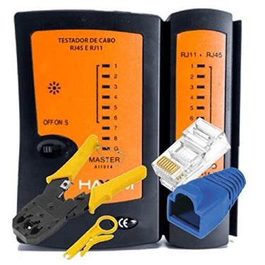 Imagem de Alicate Crimpar+Testador Cabo+250 Conector RJ45 Cat5e+Capas Cor:Azul