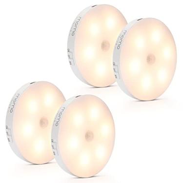 Imagem de Momo Lifestyle Luminária LED com Sensor de Presença, Luz Noturna, Luzinha, Recarregável USB Sem Fio, 0,5W 2 Modos Branco Quente e Branco Frio (4 Unidades)