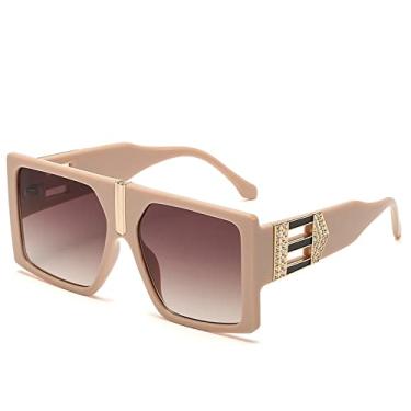 Imagem de Óculos de sol conjunto de diamantes para mulheres moda grande armação anti uv óculos de sol de perna larga tendência de personalidade, 5, tamanho único