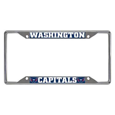 Imagem de FANMATS Moldura para placa de licença de metal cromado Washington Capitals 15639, cores do time, 15,8 x 31,1 cm