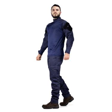 Imagem de Fardamento azul gcm combat tshirt calça 6BOLSOS safo militar