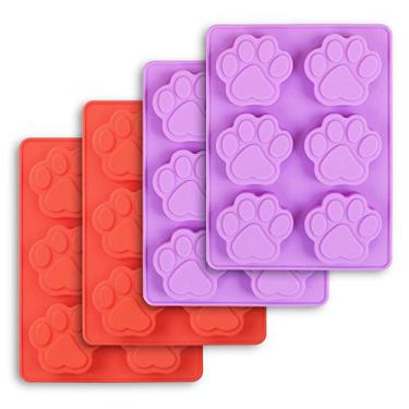 Imagem de Cozihom moldes de silicone para assar, grau alimentício, para chocolate, doces, bolos, pudim, gelatina, 6 cavities puppy paw