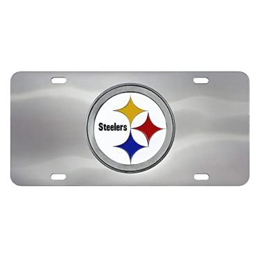 Imagem de Placa de licença NFL Pittsburgh Steelers unissex Pittsburgh Steelers, cromada, 15 x 30 cm