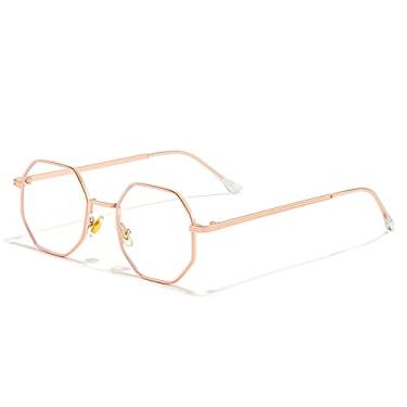 Imagem de Óculos de Sol Polígono Masculino Vintage Octógono Óculos de Sol de Metal Feminino Goggle Óculos de Sol Masculino Gafas De Sol UV400,C10 Gold Clear,Tamanho único