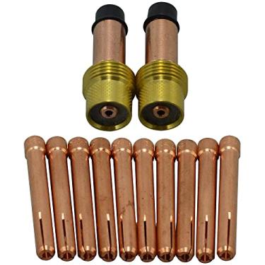 Imagem de RIVERWELD Corpo de pinças de lente de gás TIG 45V27 10N25 (1/8" e 3,2 mm) Kit de tamanhos variados para DB SR WP 17 18 26 TIG Tocha de solda 12 peças