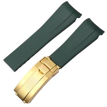 Imagem de AEMALL para Rolex Pulseira de relógio de borracha masculina ditongna verde água fantasma mergulhador verde silicone 20mm 21mm pulseira de relógio (cor: verde dourado, tamanho: 21mm)