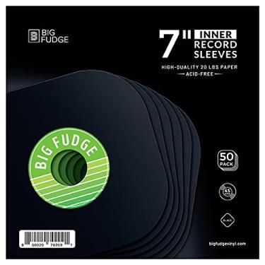 Imagem de BIG FUDGE Black Special Edition | Mangas internas de disco de vinil 50 x | Feito de papel pesado e livre de ácido | Capas de álbum com cantos arredondados | jaquetas finas para proteger seus LPs e Singles | 17,78 cm