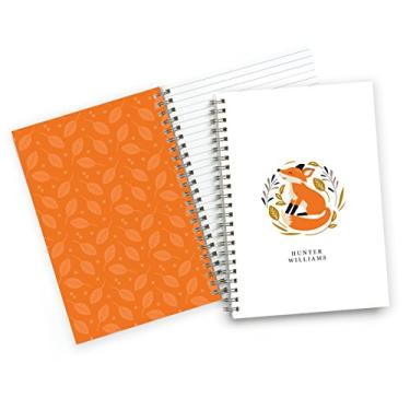 Imagem de Caderno/diário personalizado com design de raposa da floresta animal, papelaria personalizada - 50 páginas pautadas - capa durável e encadernada em espiral. Tamanho do caderno/diário: 14,5 x 20,3 cm. Feito nos EUA.