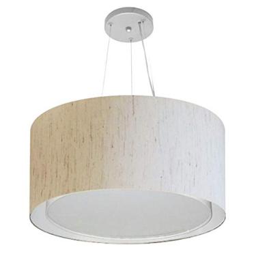 Imagem de Lustre Pendente Cilíndrico Duplo Cúpula Tecido 30/50x40 cm, Vivare Iluminação, Pendente4300 LLA, Linho Bege, Médio