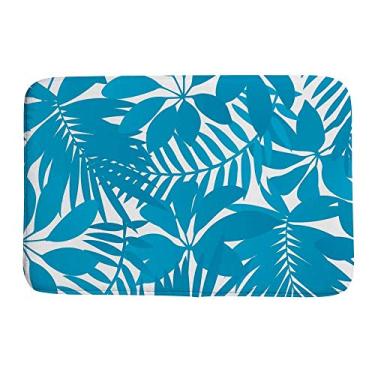 Imagem de Tapete de porta para banheiro tapete de banheiro azul tropical folhas sem costura decoração interior exterior absorvente tapete antiderrapante 78,7 x 50,8 cm