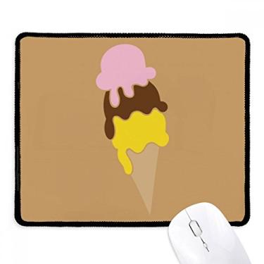 Imagem de Mousepad rosa marrom amarelo doce sorvete borda costurada tapete de borracha para jogos