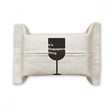 Imagem de Bolsa de linho de algodão com suporte para cobertura de papel para lenços faciais de Singapura