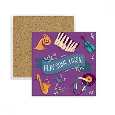 Imagem de Fone de ouvido de música de piano elétrico, som quadrado, porta-copos, caneca, suporte subplaca, pedra isolante