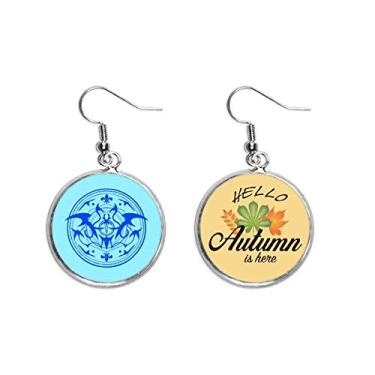 Imagem de Brinco de folha de outono com estampa de morcego