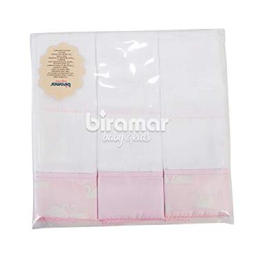 Imagem de Biramar Baby Conjunto 3 Fraldas Para Bebê Cremer Luxo Barrado Cisne Rosa Rosa