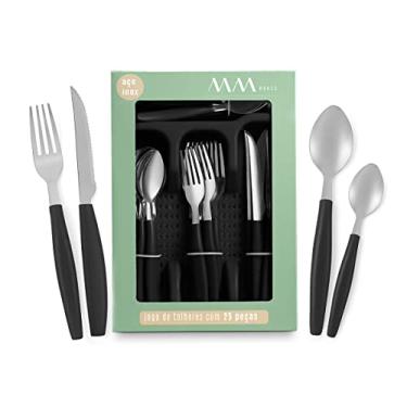 Imagem de Faqueiro Inox Jogo De Talheres Porta Talher Com 25 Peças, MM House (Preto)