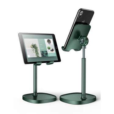 Imagem de LISEN Suporte para celular, suporte de celular estável ajustável em ângulo de altura para mesa, suporte de telefone de metal de alumínio resistente (verde)