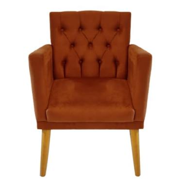 Imagem de Poltrona MOBLAN Decortaiva para sala de Estar Moderna em Destaque Estofada Poltronas para Sala de Leitura manicure em Tecido Cadeira Individual resistente e Pernas de Madeira (1, Terra cota)