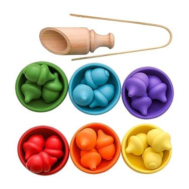 Imagem de Generic Bolas em copos Brinquedo Montessori Brinquedo de aprendizagem pré-escolar, jogo de classificação de cores motoras finas para bebês