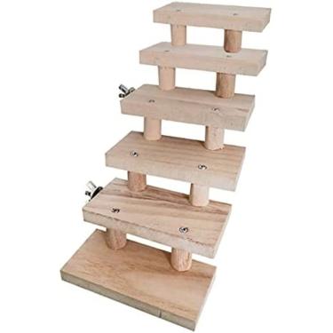 Imagem de Suporte Escada Brinquedos 3/4/5/6/7/8 Camadas Escada De Madeira Pássaro Papagaio Brinquedo Subir Escadas Brinquedos Para Animais De Estimação Gaiola,6 Escadas,incomparable123