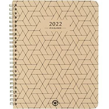 Imagem de Agenda semanal e mensal 2022 da AT-A-GLANCE, 17,78 cm x 21,96 cm, médio, formato dividido, elevação ecológica, trigo (75951R11)