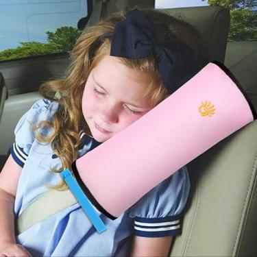 Imagem de SSAWcasa Almofada de viagem para carro infantil, cinto de segurança/almofada de cinto de segurança para dormir, almofada de suporte de pescoço para cinto de segurança infantil, alça