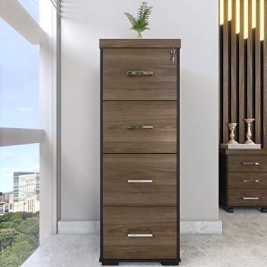 Imagem de Gaveteiro Alto 4 Gavetas para Arquivos e pasta Suspensa com Chave - Charuto/Preto - Artany
