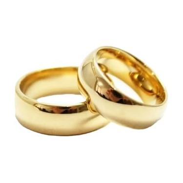 Imagem de Alianças Par Italianas 6mm Moedas Antigas com Aço Inoxidável Banhado a Ouro 24k Casamento Noivado Compromisso