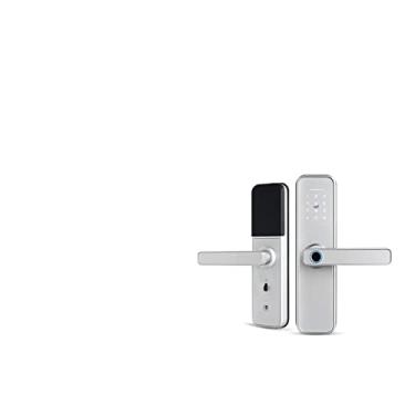 Imagem de Fechadura de porta inteligente eletrônica X5 WiFi com fechadura inteligente de impressão digital biométrica de segurança com cartão RFID de senha (cor: 6072 prata) small gift