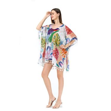Imagem de Kimono Cardigan Casual Floral Beachwear para Mulheres Um Tamanho