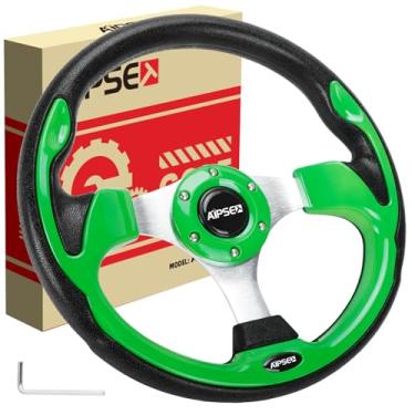 Imagem de AIPSET Volante universal para carrinho de golfe da compatível com EZGO TXT, RXV/Club Car DS, Precedent, Tempo/Yamaha, volante clássico de 12,5 polegadas com empunhadura de couro PVC