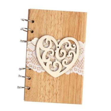 Imagem de COHEALI caderno de madeira Caderno romântico com padrão de corações diário de madeira caderno de flores de amor diário de gratidão cadernos o caderno amar artigos de casamento viagem Bambu