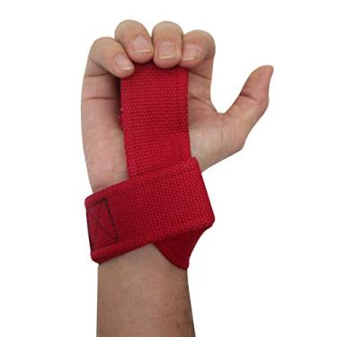 Imagem de Straps Musculação Pro Trainer 1 Par Exercícios Academia Treino Levantamento de Peso Proteção Haltere Resistente Confortável Luva Algodão (Vermelho)