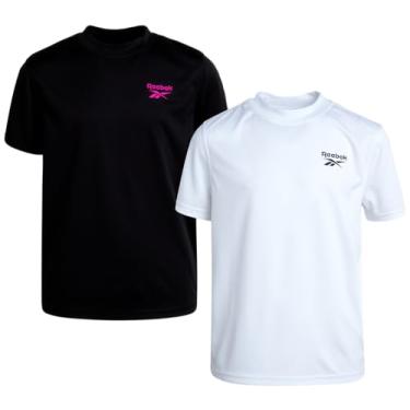 Imagem de Reebok Camiseta de natação Rash Guard para meninos - FPS 50+ camisa de água de secagem rápida de manga curta - Pacote com 2 camisetas de natação com proteção solar, Branco/preto, G