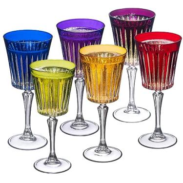 Imagem de Barski Taças de vinho coloridas europeias – Conjunto de 6 taças de vinho para vinho tinto ou vinho branco – Copos de água coloridos elegantes – Copos coloridos prontos para presente, taças de vinho coloridas, 293 ml, sortidos