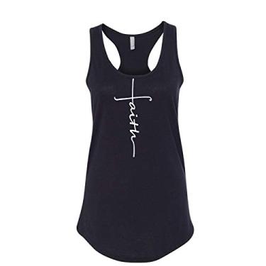 Imagem de TeesMe Imprints Camiseta regata feminina simples com estampa religiosa sem mangas e costas nadador, Preto, PP