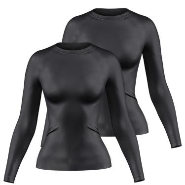 Imagem de Kit 2 Camisetas Manga Longa Feminina Dry Proteção UV Básica Lisa Academia Treino Fitness-Feminino
