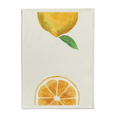 Imagem de Coisas de Nine Cobertor Fruta Limão Branco Amarelado Com Estampa Colorida Único