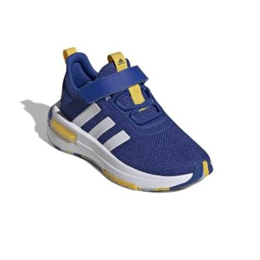 Imagem de adidas Racer TR23 Tênis de renda elástica e tira, azul royal/branco/amarelo utilitário, 2,5 EUA unissex criança pequena
