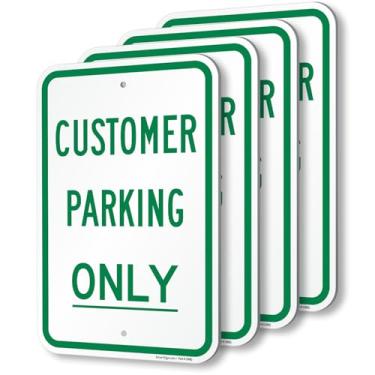 Imagem de SmartSign (Pacote com 4) Placa "Customer Parking Only" de 45,7 x 30,5 cm, composto de alumínio de 120 mm de espessura (ACM), material refletivo de grau de engenheiro, verde e branco