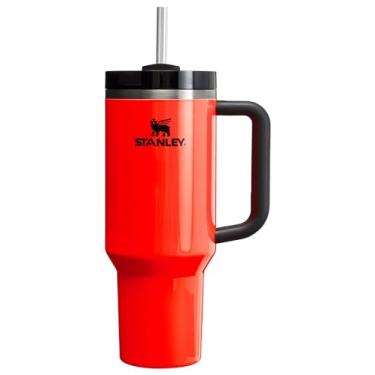 Imagem de Stanley Copo Quencher H2.0 com canudo 1,134 g | Tampa Flowstate de 3 posições | Suporte de copo compatível para viagens | Copo de aço inoxidável isolado | Livre de BPA | Laranja neon