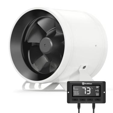 Imagem de Hon&Guan Ventilador de duto em linha PRO de 15 cm - 405 CFM com motor EC silencioso e controlador inteligente de umidade de temperatura, exaustor de ventilação para aquecimento e resfriamento,