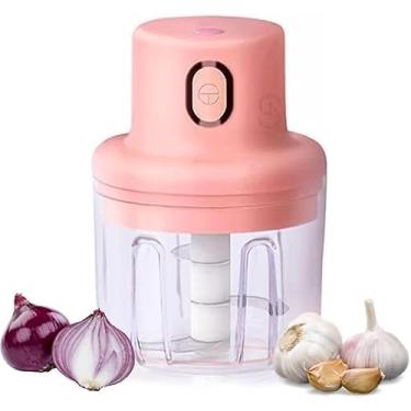 Imagem de Mini Processador Triturador De Alimentos Moedor De Alho Cebola Pimenta Legumes Elétrico Portátil Carregador USB Premium FRANCA SHOP TIME
