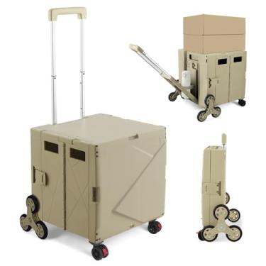 Imagem de ZIYOU LANG Carrinho de Ferramentas Dobrável 76L, Marrom, Borracha, Plástico, Giratório, Dobrável, Interior, Vários, 7,5 kg, 8 Rodas, 75 L, Compras, Escritório, Armazenamento
