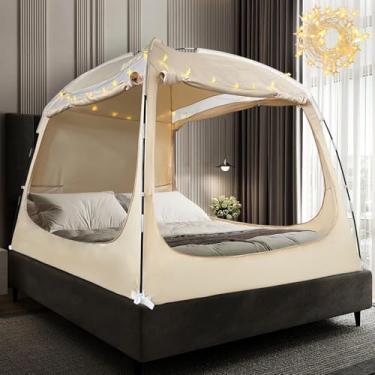 Imagem de RIYDH Barraca para cama, dossel respirável 100% para adultos e crianças - Design original com redução de luz, 93%, tendas de sonho para dormir, interior, portátil, grande espaço com cordão de luz, 3