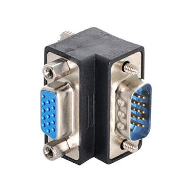 Imagem de CY Adaptador de extensão VGA SVGA macho para fêmea com ângulo descendente de 90 graus para monitor e projetor