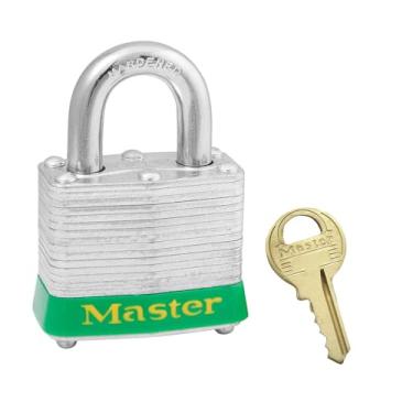 Imagem de Master Lock 3GRN No. 3 Cadeado de bloqueio de segurança, corpo de aço, amortecedor verde
